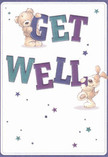 Warmth and optimism flow from this get well card, its scene alive with two adorable friends-a teddy bear and a floppy-eared puppy-joyfully collaborating to share comfort. The bear nestles atop the energetic 'GET,' its softness rendered in brushstrokes that evoke cuddles on a quiet morning in South Hornchurch, while the bright-eyed puppy presses gently against the solid 'WELL.' The bold, indigo and teal lettering stands forward with spirited presence, illuminated by a cream-white background that feels as clean and hopeful as a fresh bouquet crafted in the heart of the community. Scattered stars add playful motion and a sense of magical possibility, just like a newly delivered arrangement from Flowers South Hornchurch. The illustrated fur's tactile appeal and the characters' loving expressions turn this card into a heartfelt visual embrace-the kind of message that brightens both spirit and space, whether sent to a friend near Harrow Lodge Park or shared among neighbours throughout South Hornchurch.